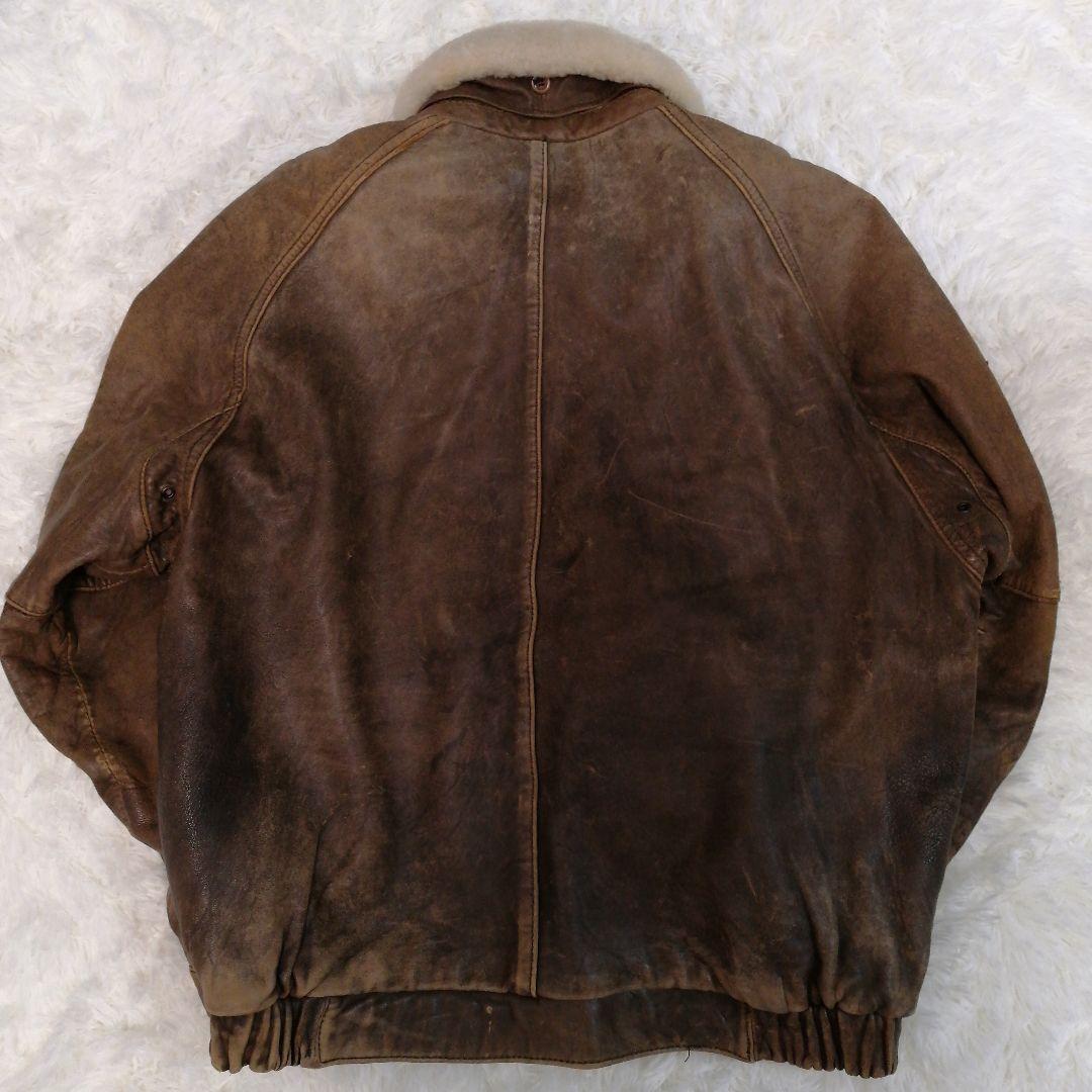 G-1 フライトレザージャケット XL 襟ボア ライナー付 90s ラムレザー