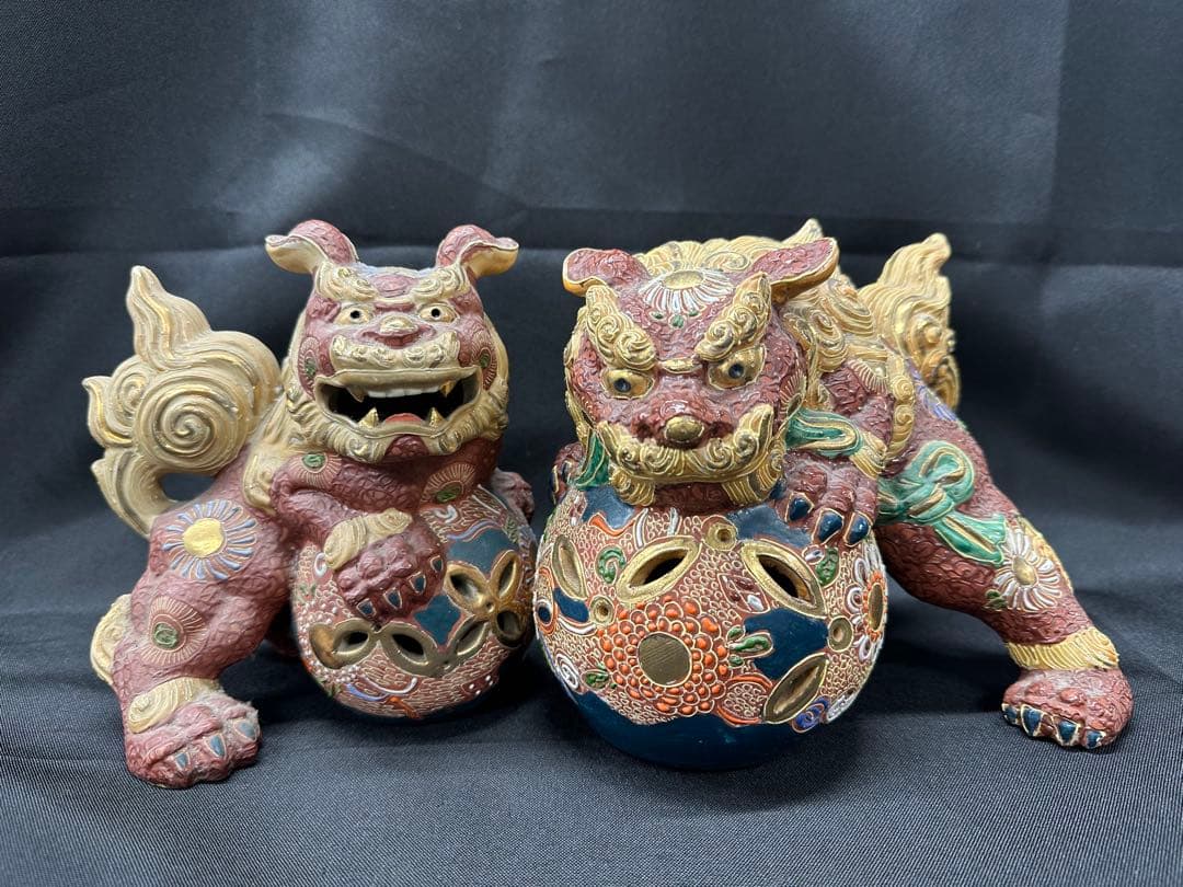 【USED保管品】九谷焼　九谷　獅子　置物　陶器　飾り物