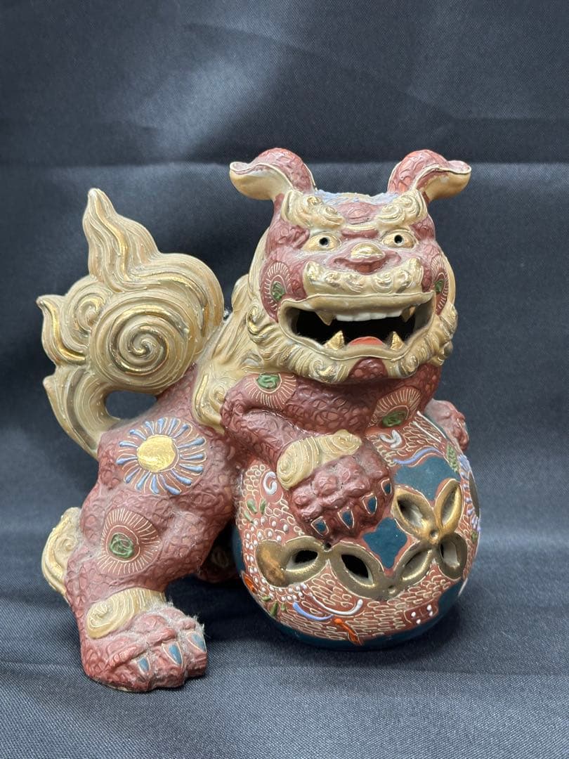 【USED保管品】九谷焼　九谷　獅子　置物　陶器　飾り物