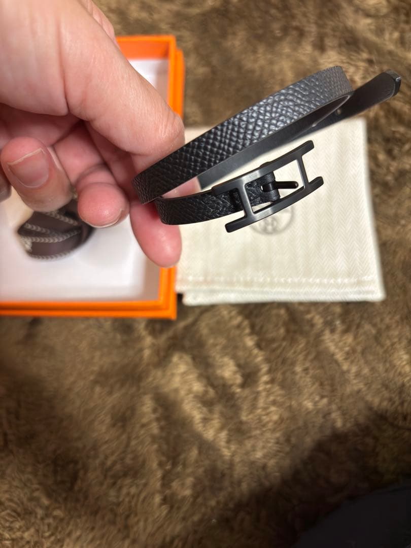 最終価格❗️HERMESレザーブレスレットビーアピドゥブルトゥールオールブラック4