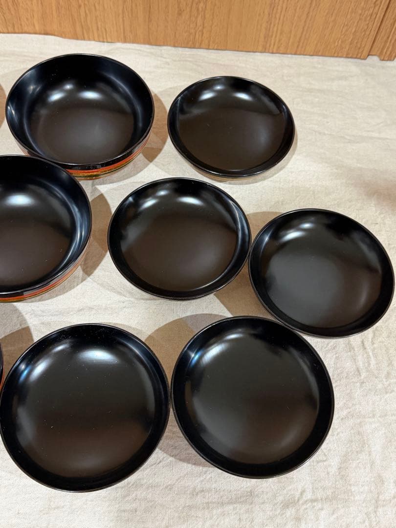 山田平安堂　平安堂造　漆器 木椀　独楽塗5個セット 木製箱付き