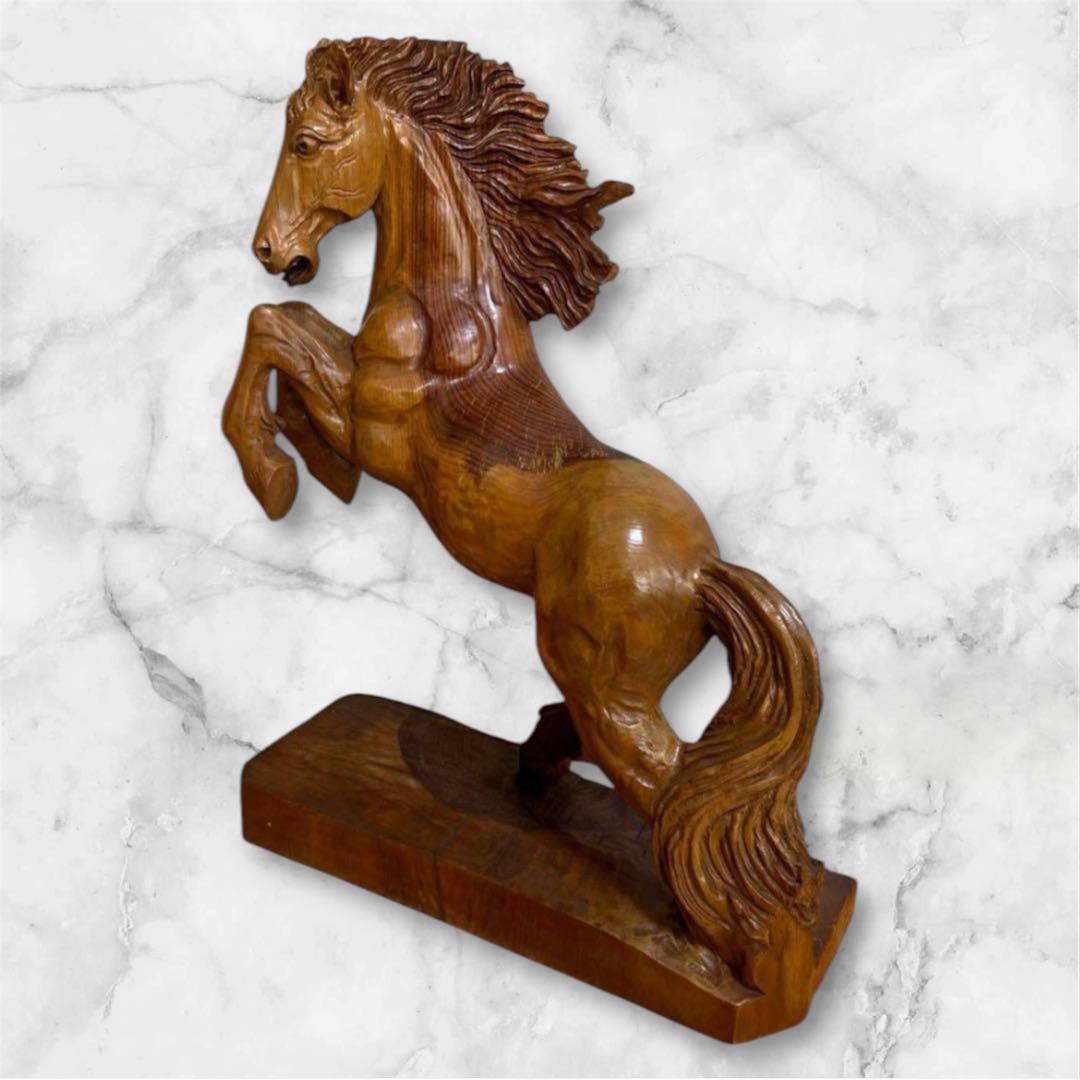 ★ 馬　置物　木　木製　木彫り　インテリア　オブジェ　豪華