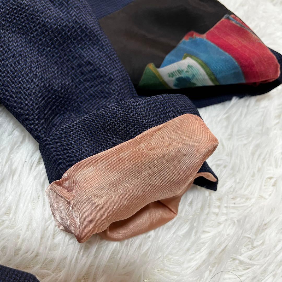 ポールスミス　セットアップ　スーツ　ネイビー　チェック　裏地　総柄　大きいサイズ