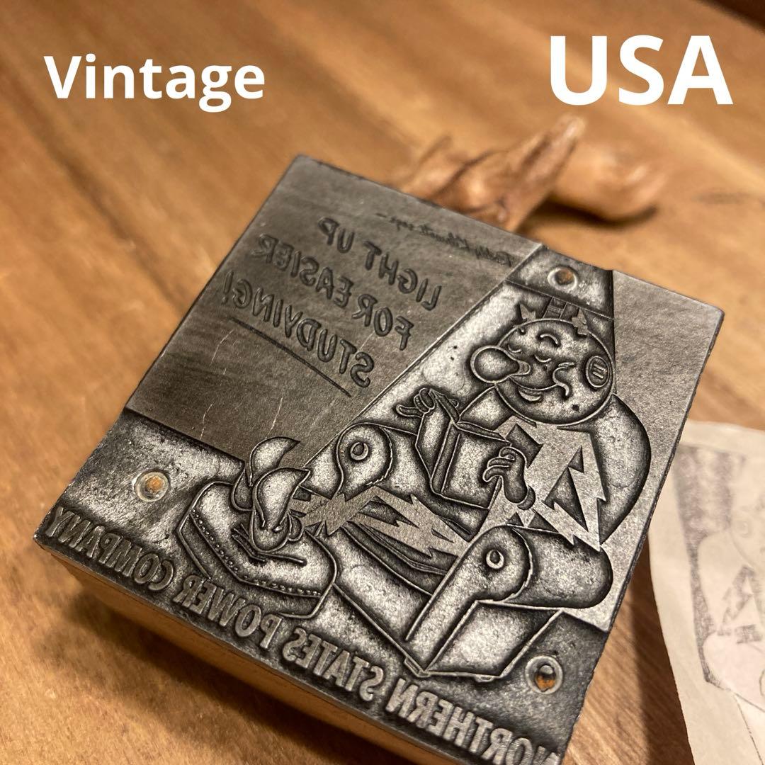 レディキロワット　ヴィンテージ　メタルスタンプ　プリントブロック　アメリカウッド