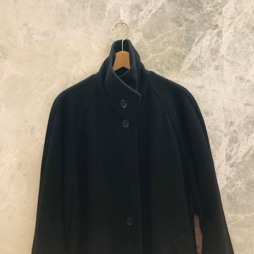 【極美品】Y's レディース ロングコート 黒 ブラック 首元ボタン