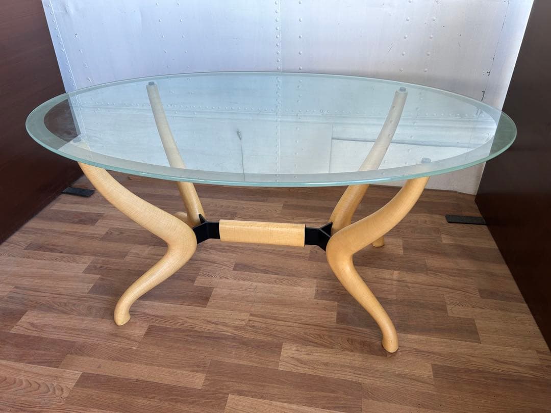 704 ガラス　ダイニングテーブル DENUO風　ACTUS風 ポラダ　楕円　a