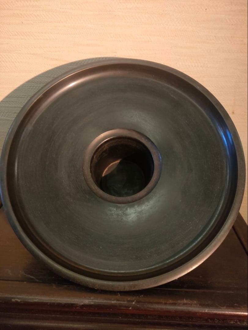 薄端 青銅製 龍双耳 五足 人物花鳥紋 獣足 幅32㎝ 重量約7kg