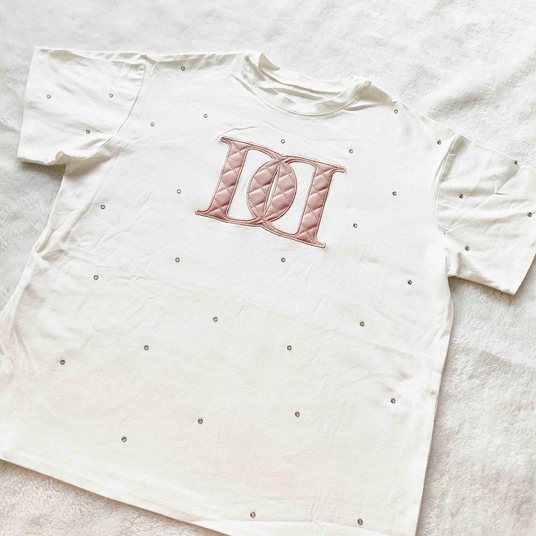 ダーリッチ darich キルティングアップリケビジューTシャツ ホワイト