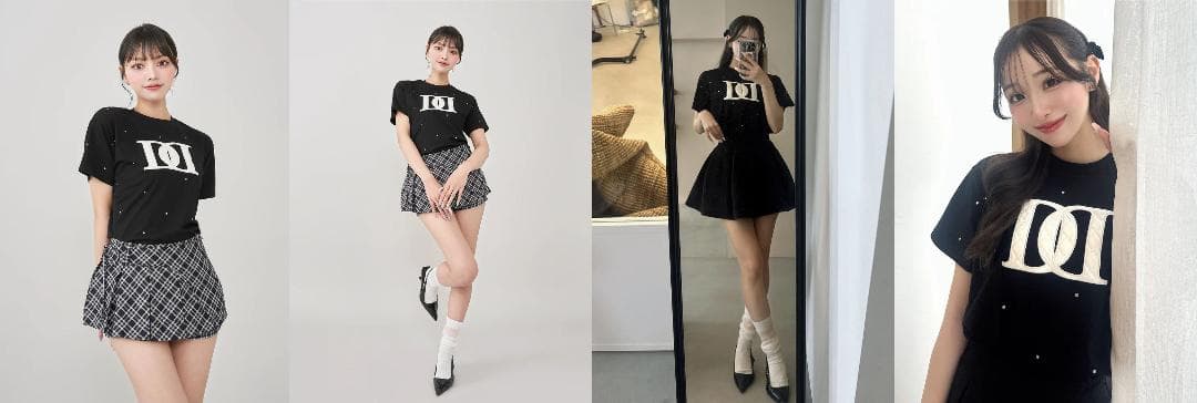 ダーリッチ darich キルティングアップリケビジューTシャツ ホワイト