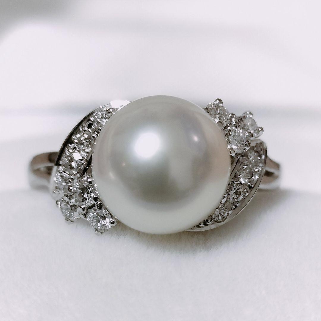 ミキモト ダイヤモンド×パール リング Pt950 9.2mm 6.0g