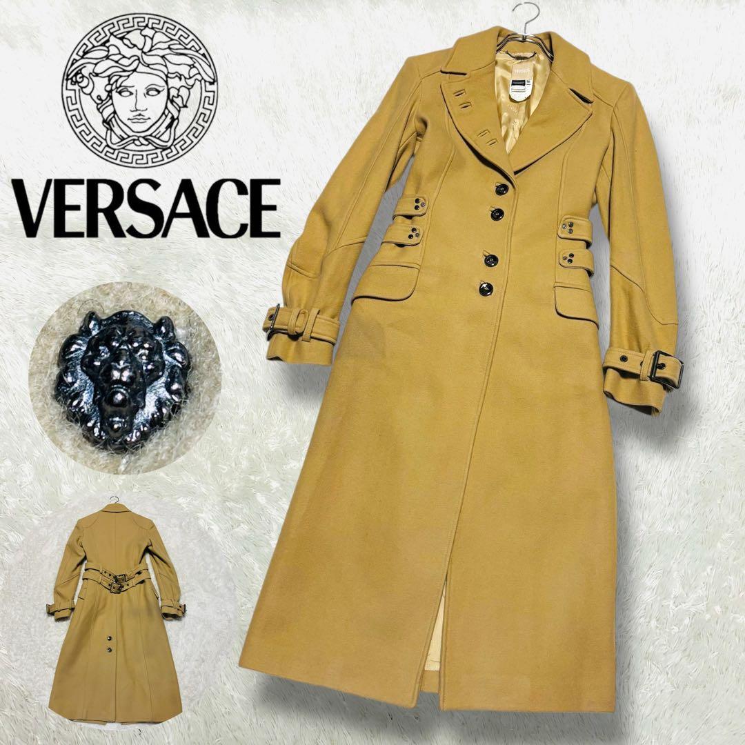 希少 ヴェルサス ヴェルサーチ フルレングス トレンチコート ウール イタリア製