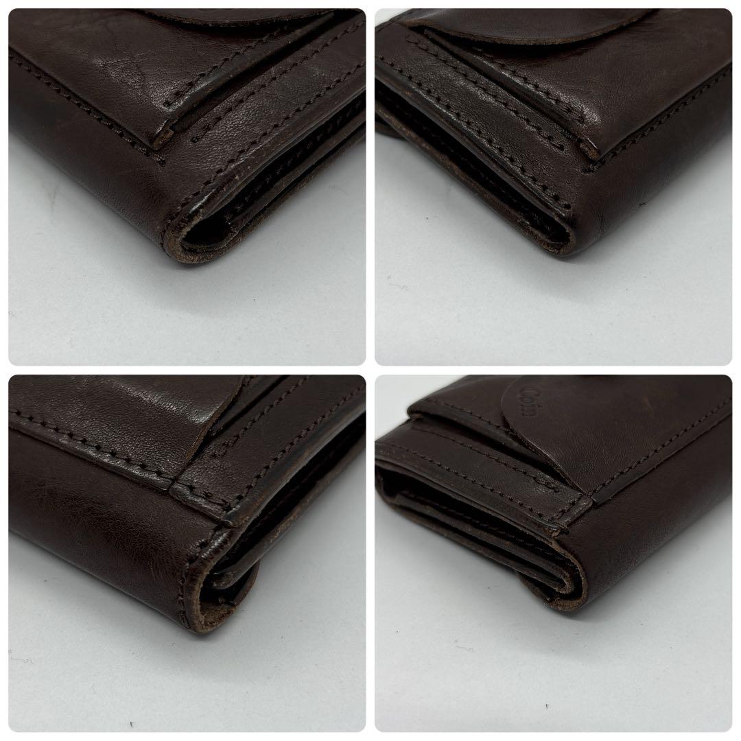 池之端銀革店　三つ折り財布　Cramp　クランプ　ダークブラウン　チョコ