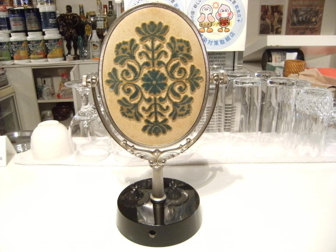 70年代★日本製★当時物★アンティーク 卓上ミラー 卓上鏡 スタンドミラー