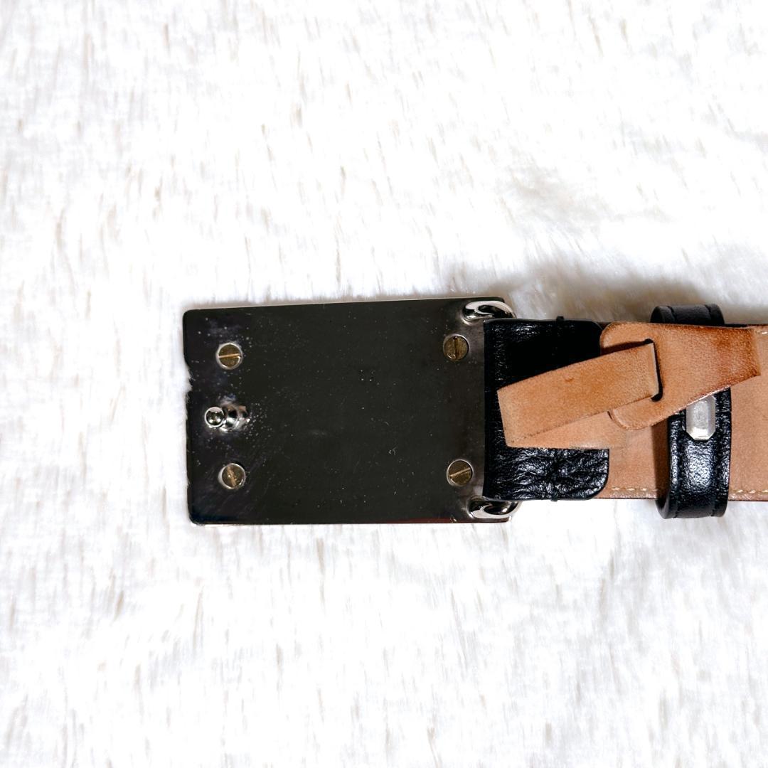 美品 DOLCE&GABBANA D&G 黒 金 ベルト レザー ドルガバ 本革