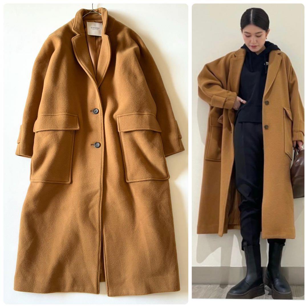美品✨ emmi　エミ　リサイクルウールロングコート　キャメル