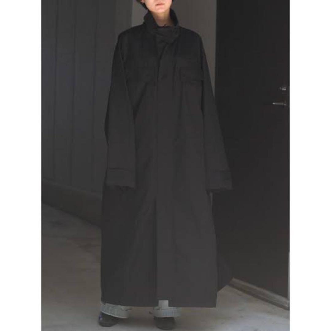 stein MAXI-LENGTH STAND COLLAR COAT ブラック