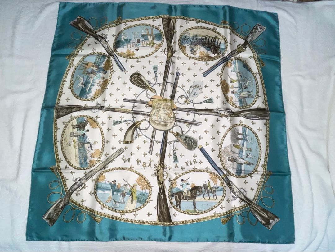 HERMES シルクスカーフ 馬と騎手デザイン