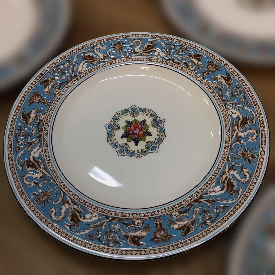 フロレンティーン ターコイズ オーバルプレート×1+22㎝プレート6枚セット