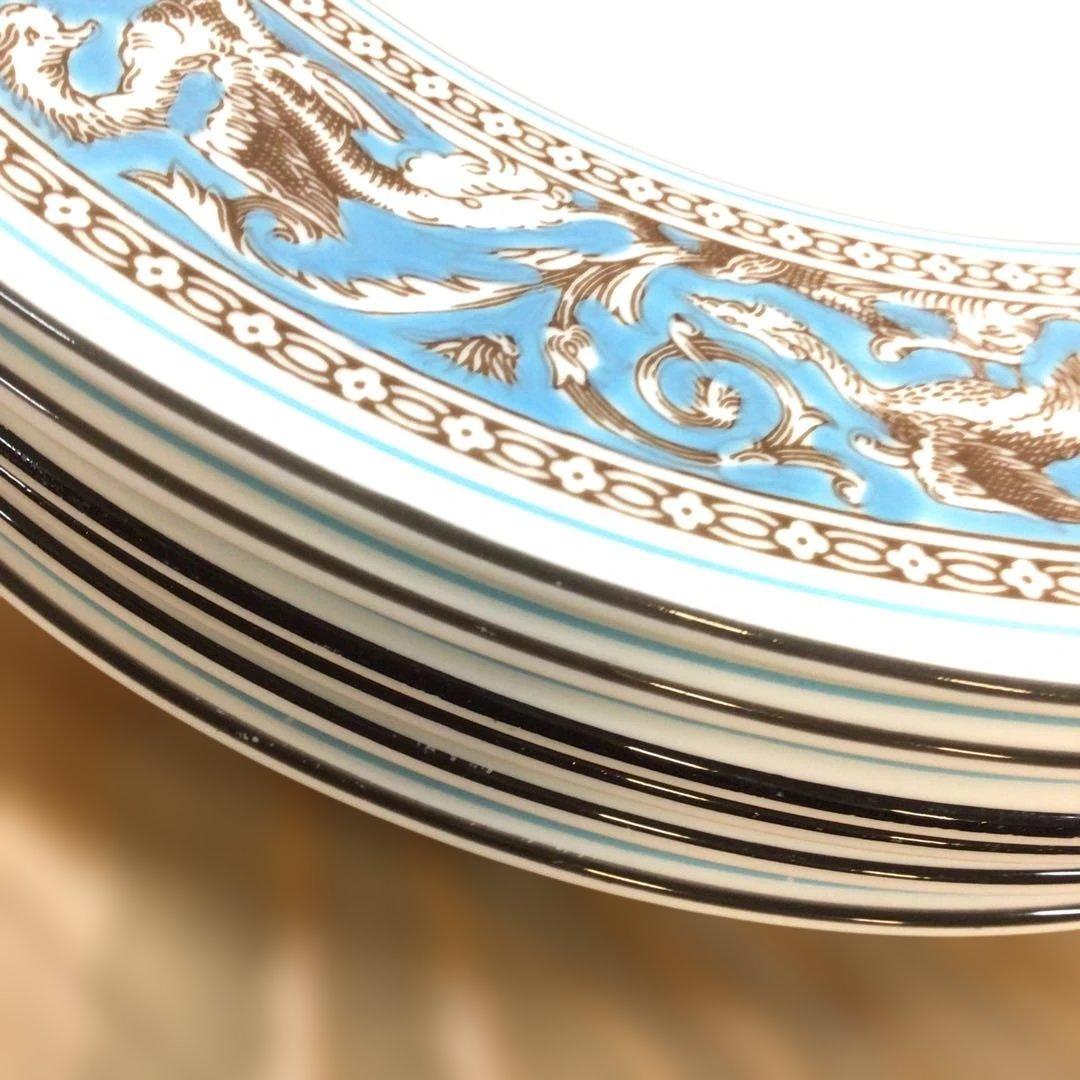 フロレンティーン ターコイズ オーバルプレート×1+22㎝プレート6枚セット