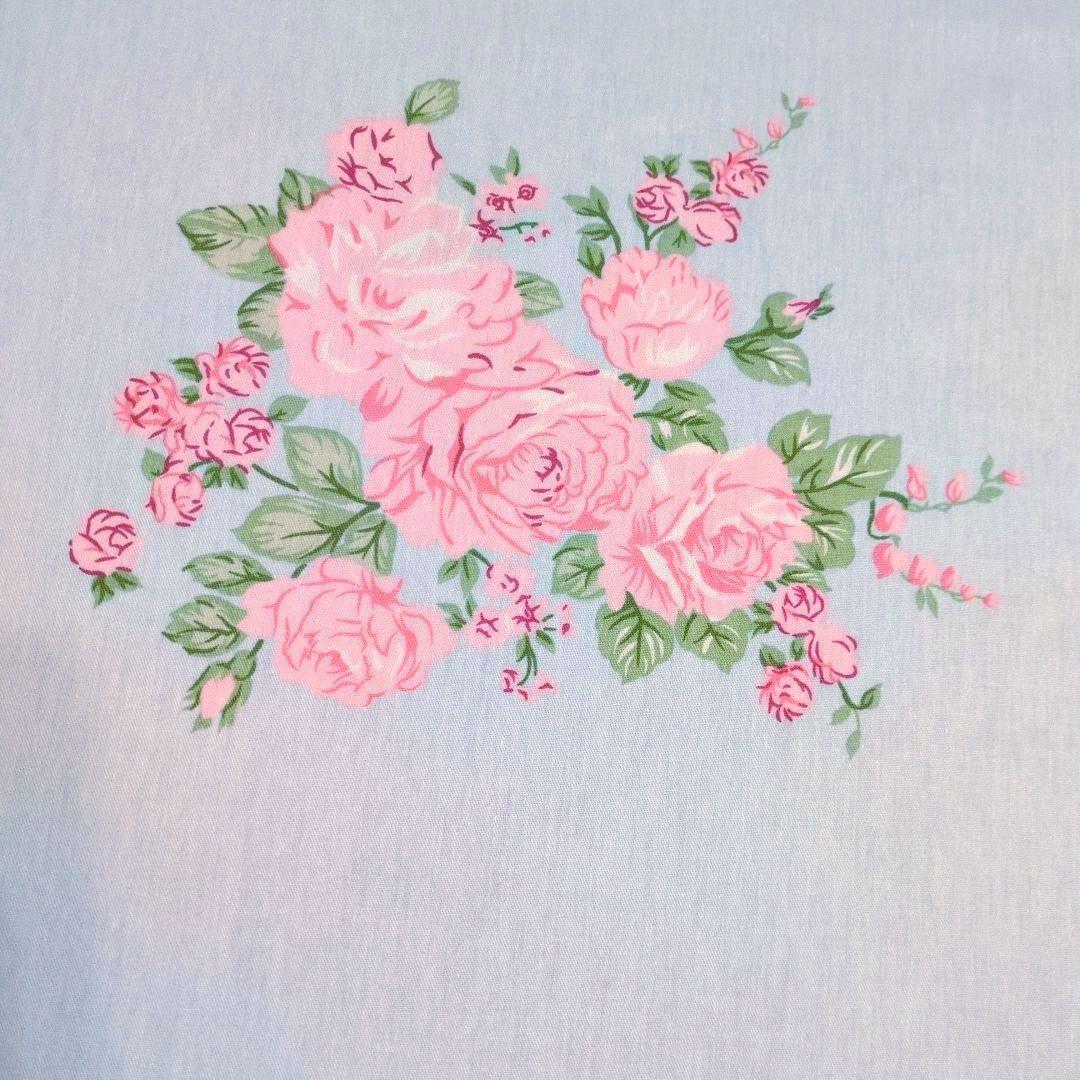 新品★ブルーにピンクの薔薇ブーケ綿100%シングル掛け布団カバー1枚枕カバー2枚