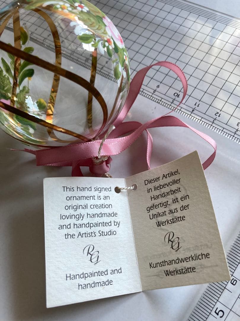 【新品未使用】ドイツ購入　作家物　手描き　一点物　ガラス　クリスマスオーナメント
