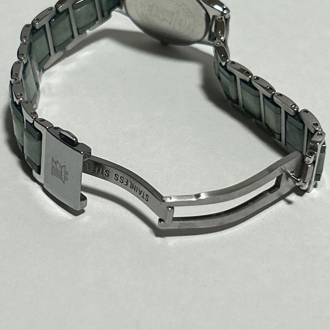 稼働 モンテキング Montre King 18KWG 翡翠 4Pダイヤ 腕時計