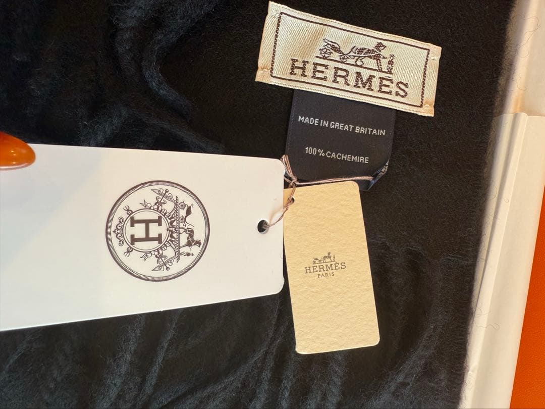 HERMES ブラック カシミヤ マフラー 新品
