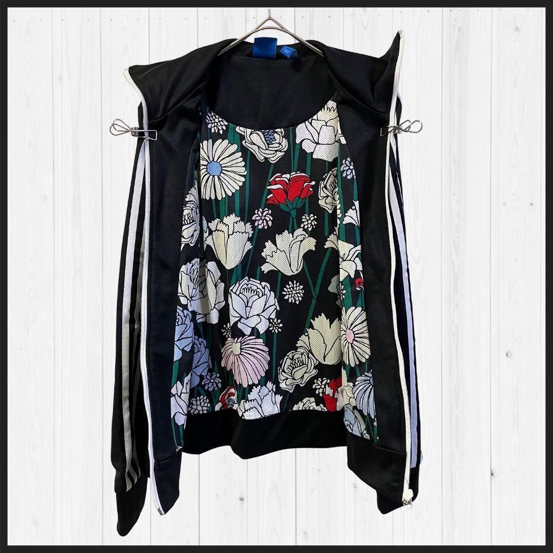 【美品】adidas　トラックジャケット　L　 ジャージ　花柄　男女兼用　刺繍