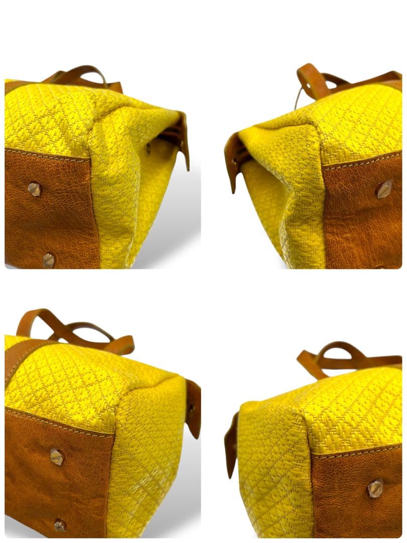 【美品】トリーバーチ　ボストン型トートバッグ　キルティング　ロゴ金具　黄色大容量