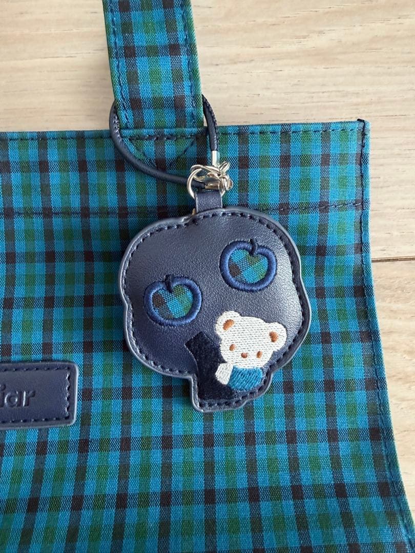 ファミリア 青チェック トートバッグ