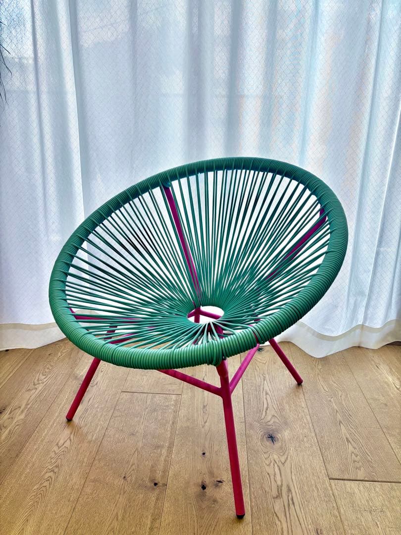 【美品】Francfranc フランフラン　ロータスチェア　ターコイズ×ピンク