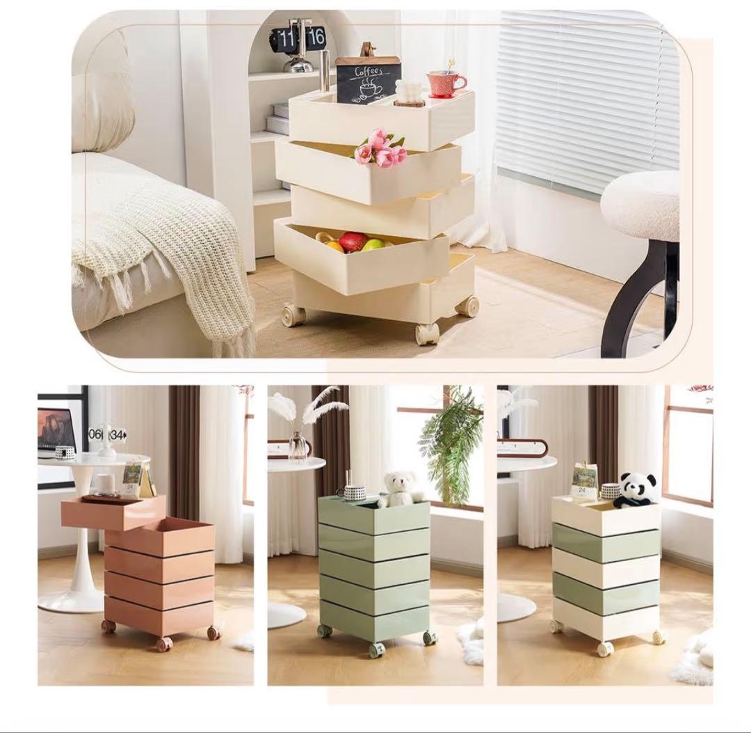 7段引き出し収納キャビネット　ピンク