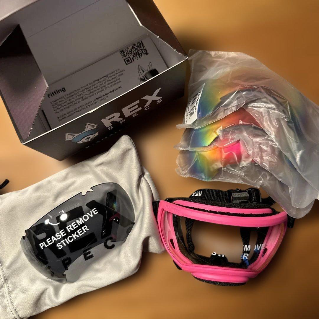 REXSPECS 犬用ゴーグル（xs） ピンク（交換ゴーグル3枚付き）