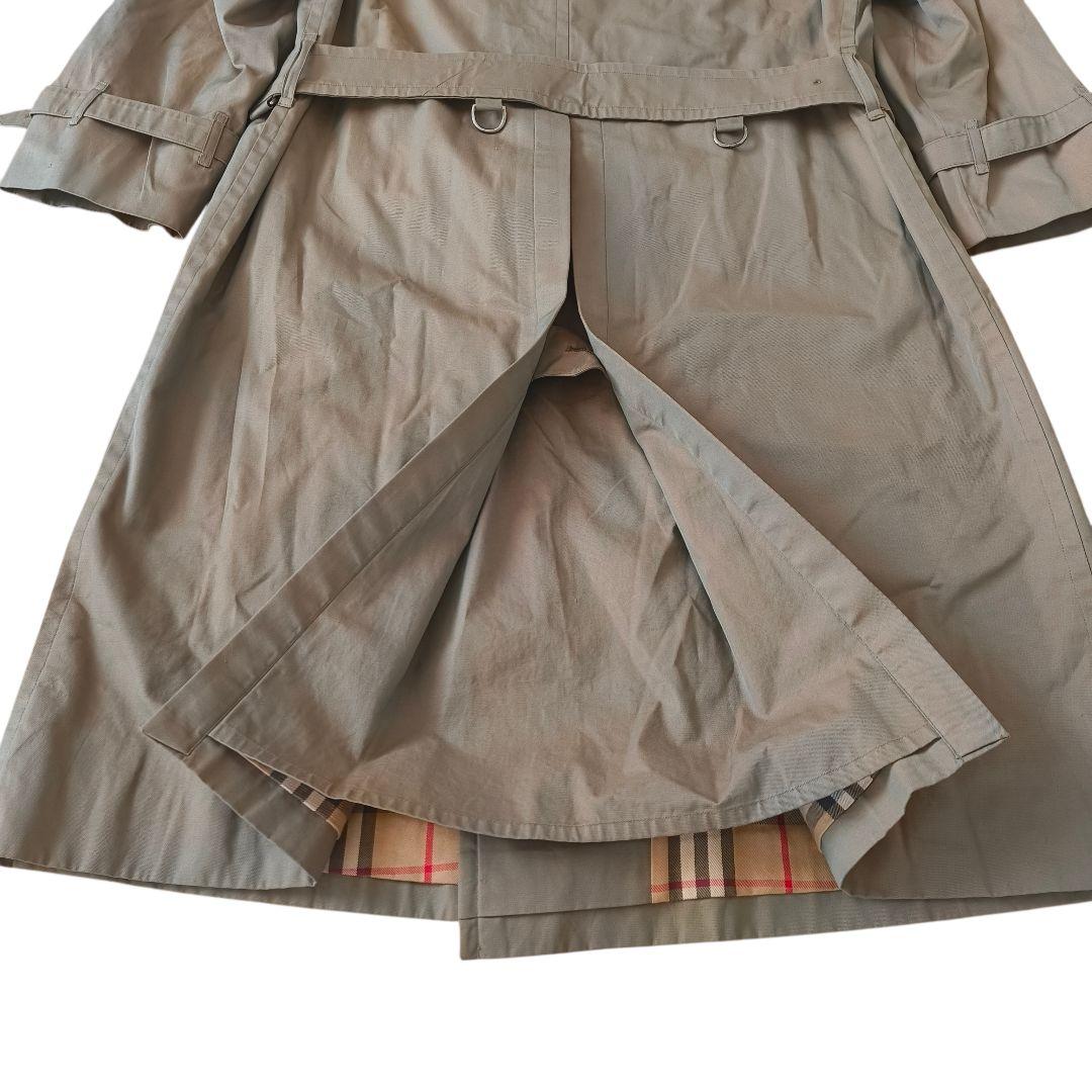 70年代バーバリー　トレンチコート　ダブル　玉虫色　ノバチェック　ベルト　S相当