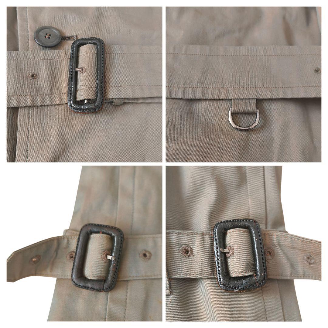 70年代バーバリー　トレンチコート　ダブル　玉虫色　ノバチェック　ベルト　S相当