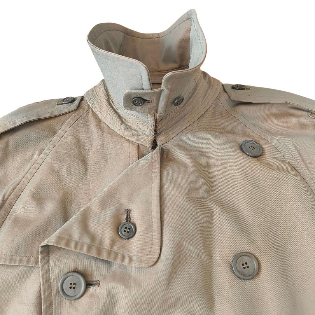 70年代バーバリー　トレンチコート　ダブル　玉虫色　ノバチェック　ベルト　S相当