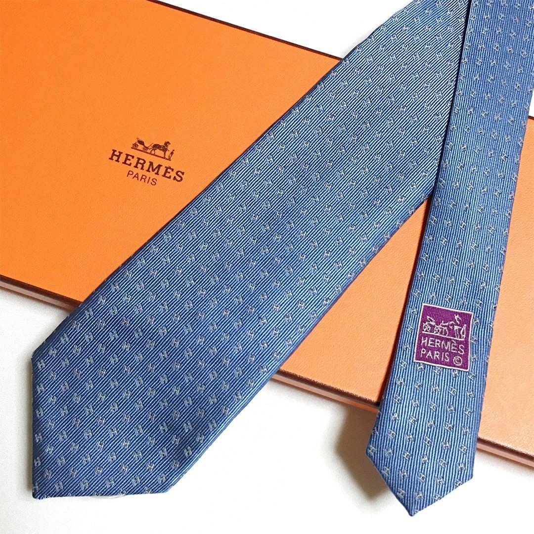未使用級 エルメス HERMES ネクタイ H織りタイ ファソネH H柄