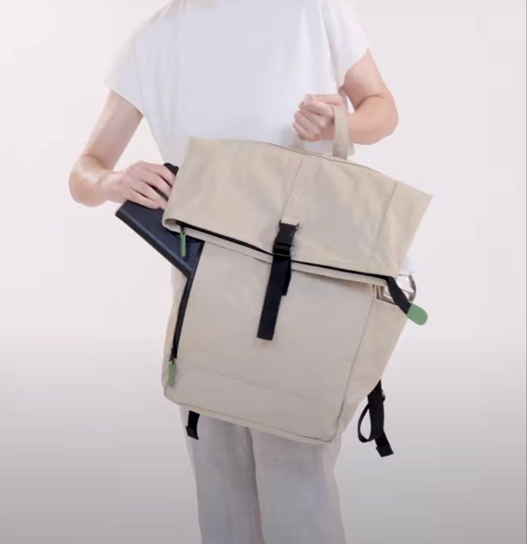 日乃本帆布　コンブ　フラップ型リュック／黒