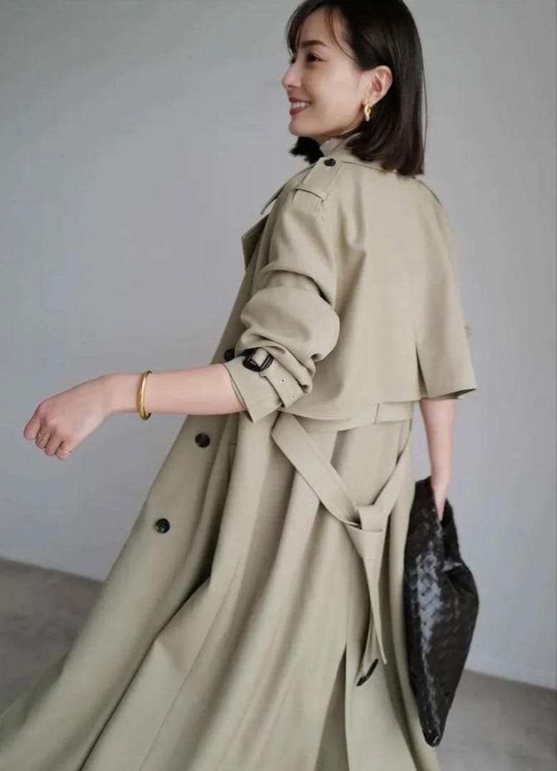 ウールギャバジントレンチコート／anuans