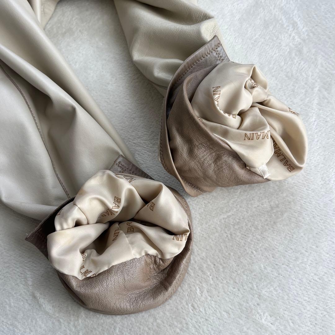 ★バルマン　パリス　2way レザーコート フーディ　ラムレザー