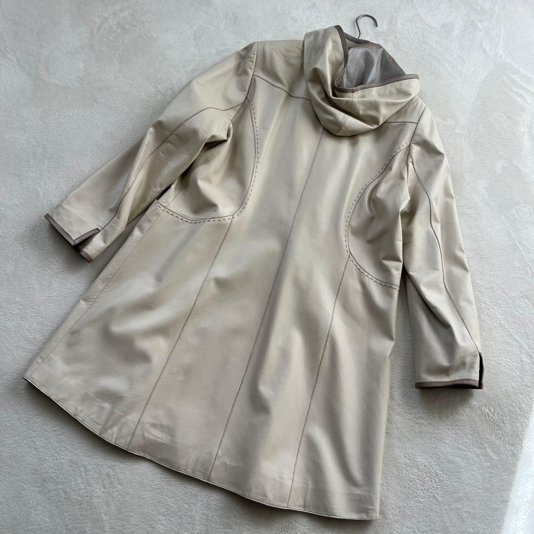 ★バルマン　パリス　2way レザーコート フーディ　ラムレザー