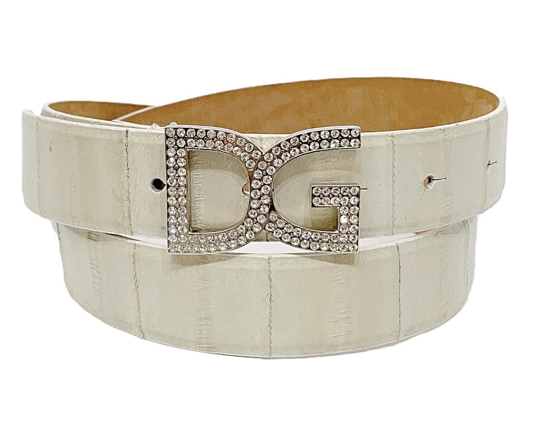 正規品]ドルチェ＆ガッバーナ DG ラインストーンバックルベルト 男女兼用[美品