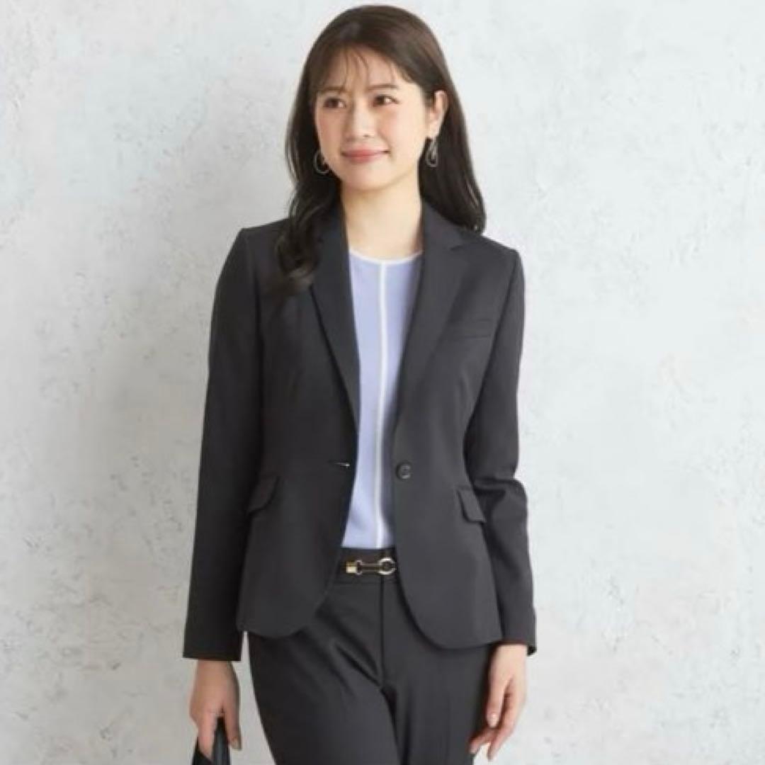 【未使用タグ付】洗えるキレイスーツ グレーピンドット セット 大きいサイズ3L