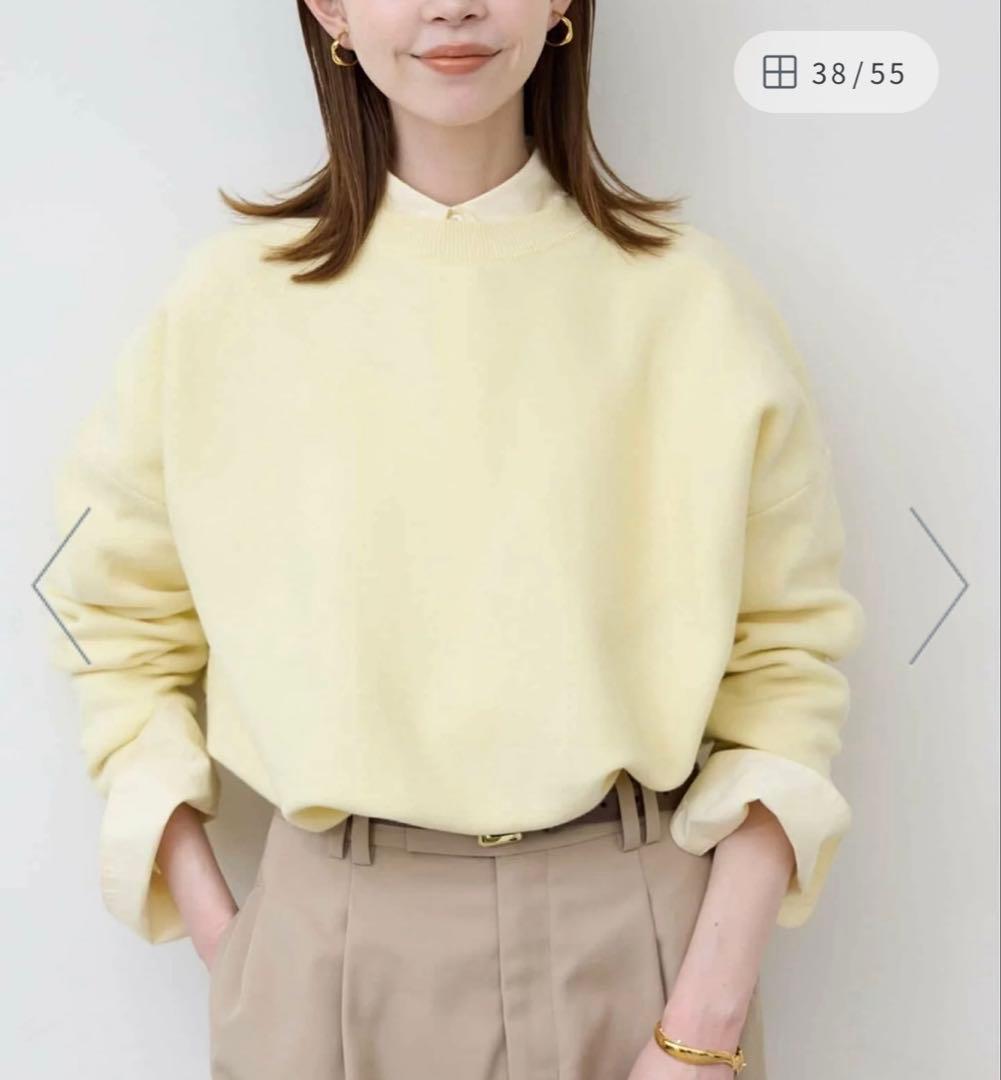 新品SLOBE IENAコットンダブルフェイスプルオーバー　イエローフリーサイズ