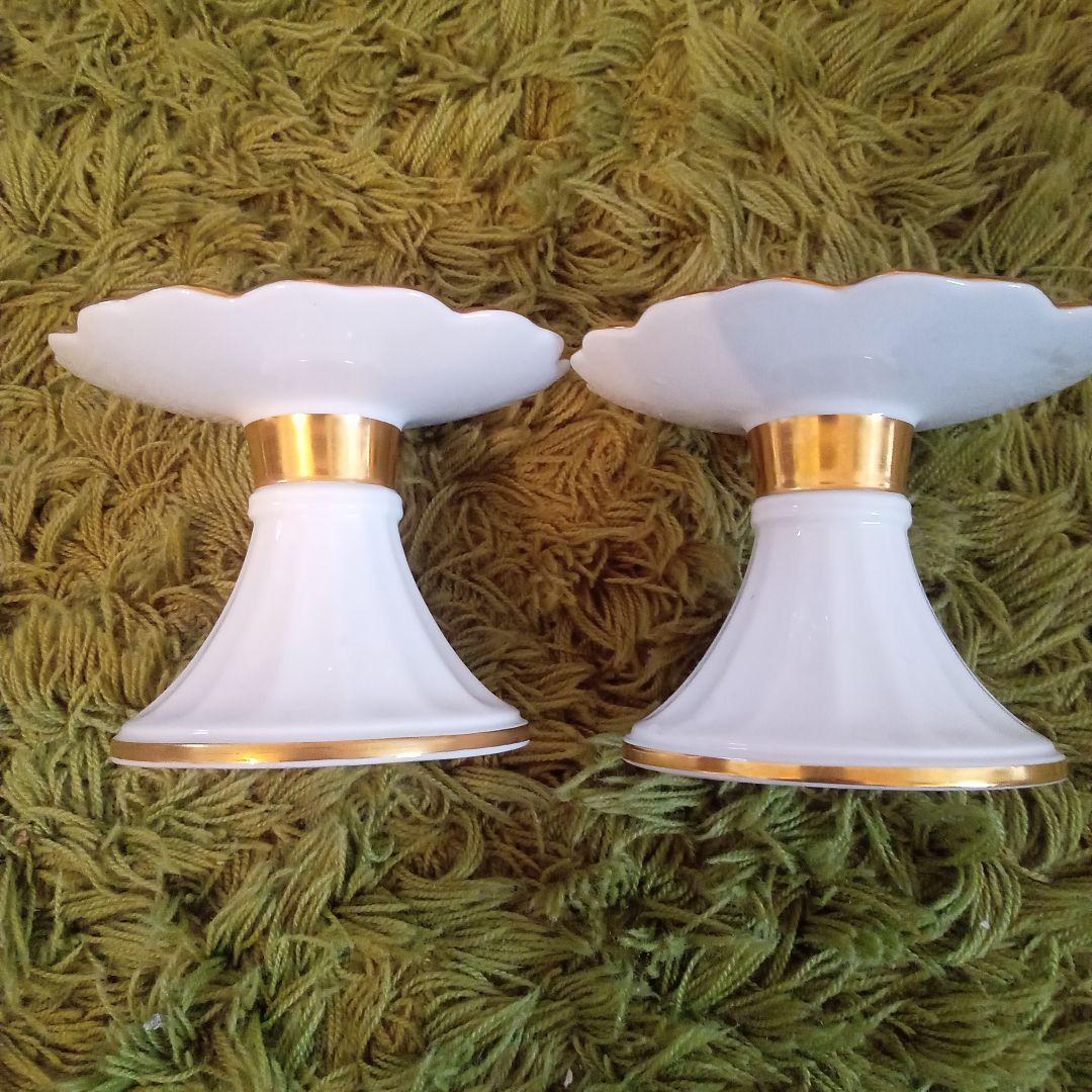 [美品]　大倉陶園　金彩縁　キャンドルスタンド　2個セット