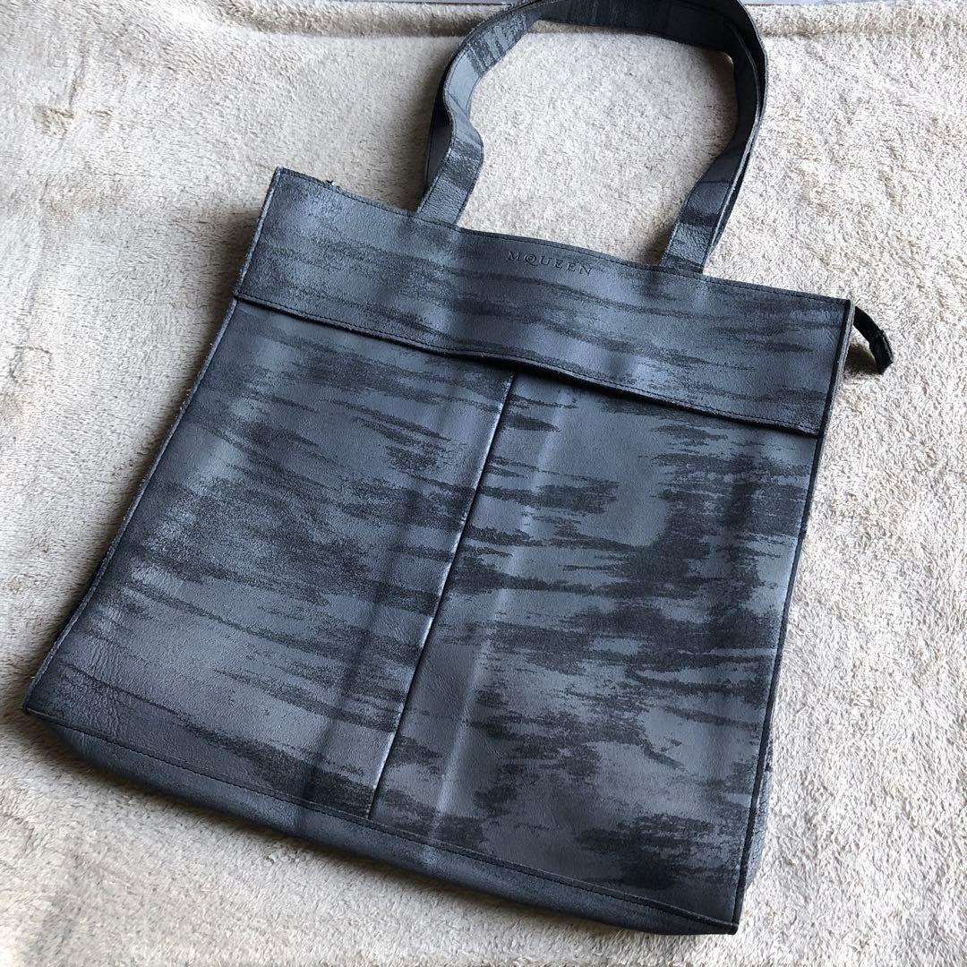 アレクサンダーマックイーン トートバッグ 水墨画デザイン 肩がけ コーティング