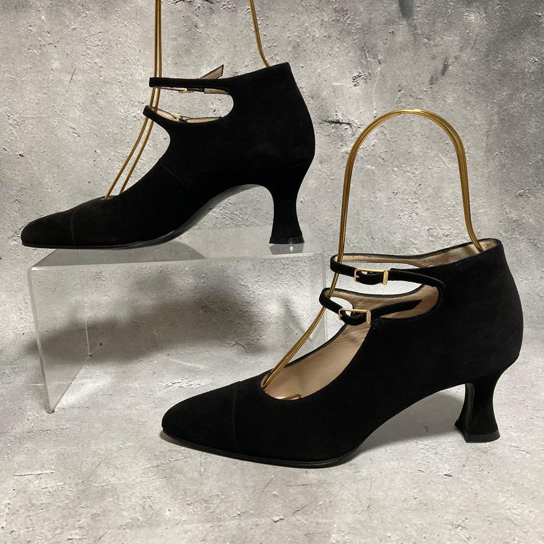 美品　シャネル　CHANEL （37） ダブルストラップ　パンプス　スウェード