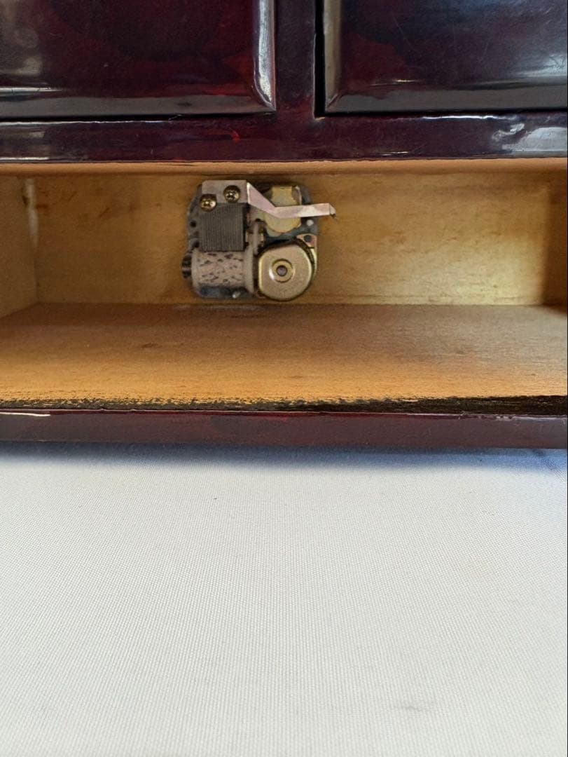 中国伝統工芸品 コルク細工 楼閣山水図 ジュエリーボックス 多段構造 オルゴール