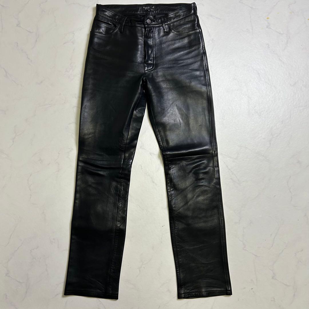 【90s】フランス製 アニエスベーオム レザーパンツ 38 羊革 サンライズ期