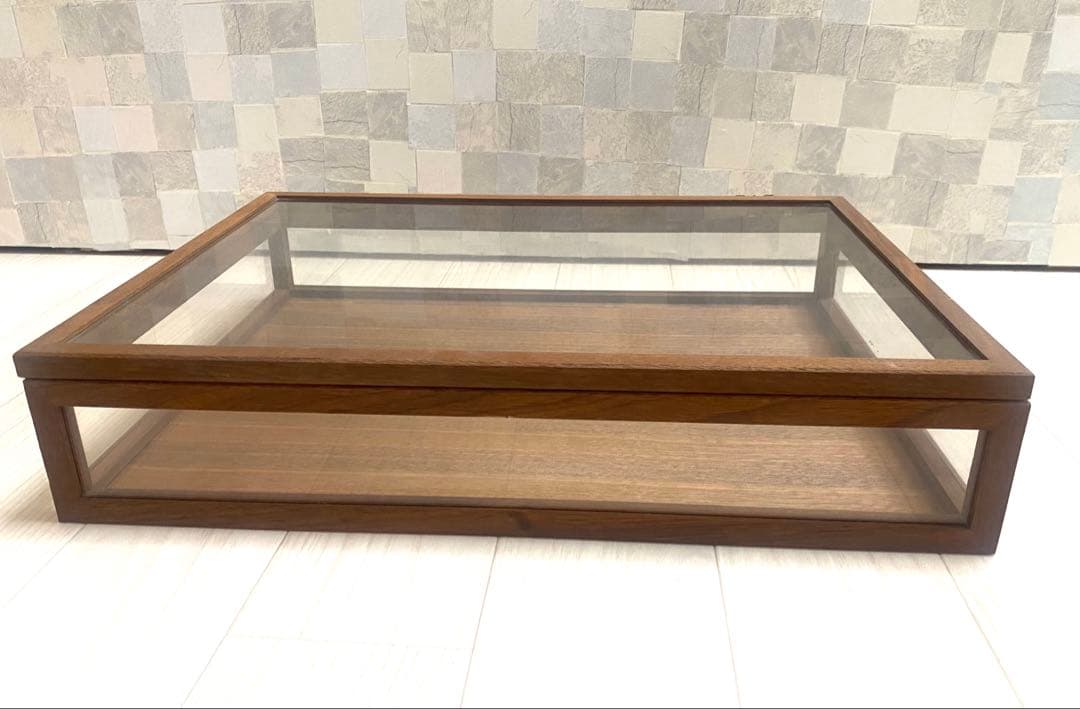 木とガラスのショーケース　幅40×奥行30×高さ8cm インテリア　ガラス